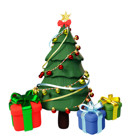 Xmas tree with giftbox  3D Illustration