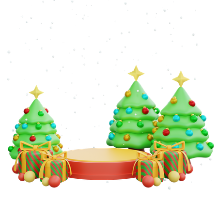 Xmas Trees And Gift Boxes  3D Icon
