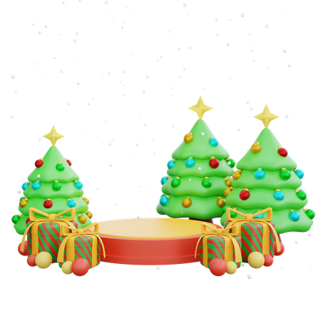 Xmas Trees And Gift Boxes  3D Icon