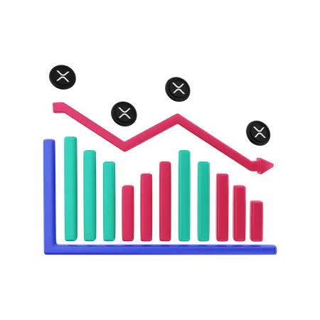 Graphique négatif xrp  3D Illustration