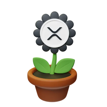 Xrp Krypto Blumentopf  3D Icon