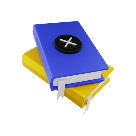 Libros de conocimiento XRP  3D Illustration