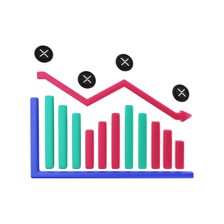 XRP negative chart  3D Illustration