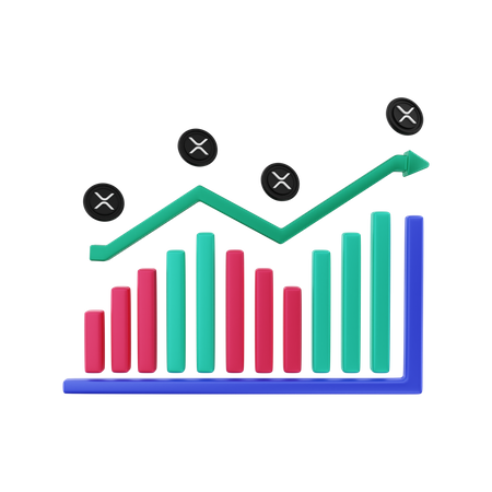 XRP positive chart  3D Illustration