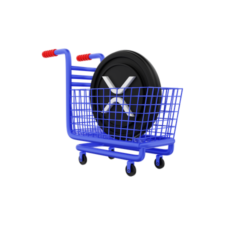 XRP shopping cart  3D Illustration