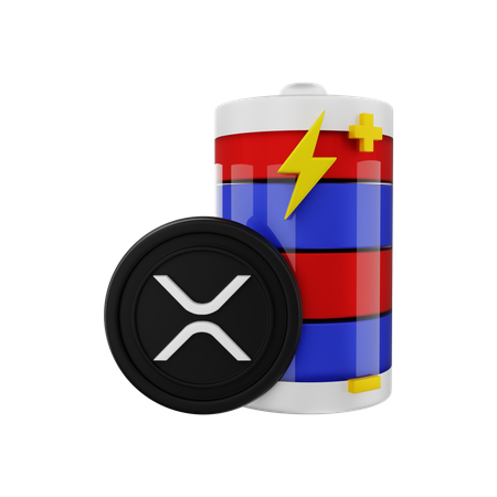 XRP with battery energy 3D Illustration