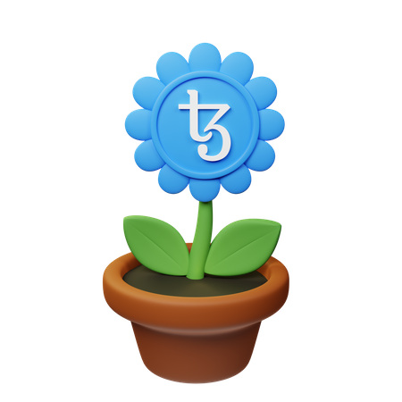 Xtz Crypto Plant Pot  3D Icon