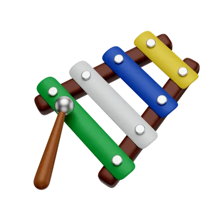 3 D Render Illustration Xylophone With Wooden Drumsticks 3D Icon