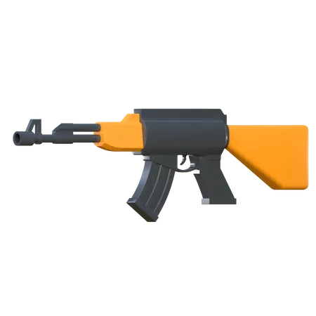 AK 47 Rifle De Asalto Icono 3 D Ilustracion De Equipo Militar 3D Icon