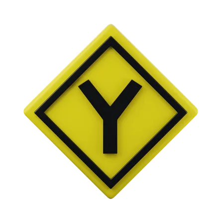 Y Intersection Sign 3D Icon  3D Icon