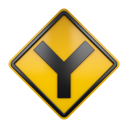 Y Junction Sign  3D Icon