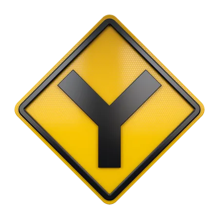 Y Junction Sign  3D Icon