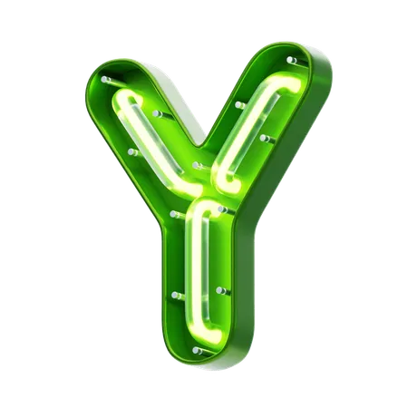 Y Letter Shape Neon Text  3D Icon