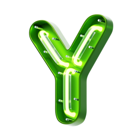 Y Letter Shape Neon Text  3D Icon