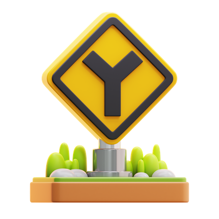 Y road intersection sign  3D Icon