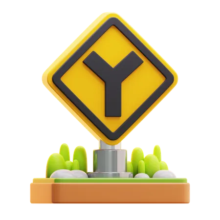 Y road intersection sign  3D Icon