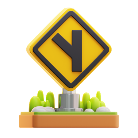 Y road left intersection sign  3D Icon