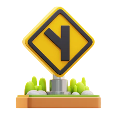 Y road left intersection sign  3D Icon