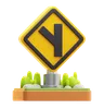 Y road left intersection sign