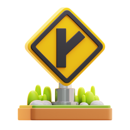 Y road right intersection sign  3D Icon