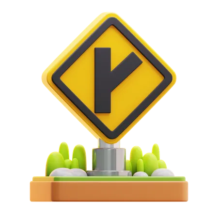 Y road right intersection sign  3D Icon