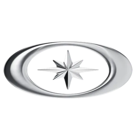 Y2K Chrome Star Eye  3D Icon