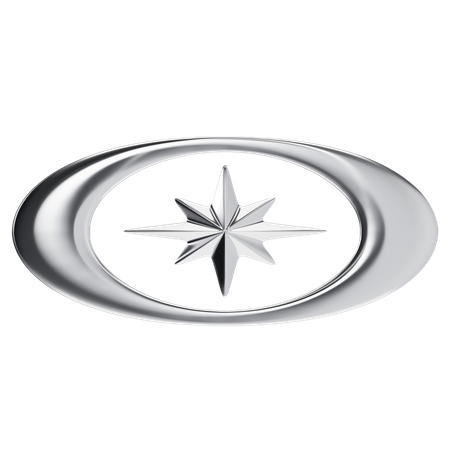 Y2K Chrome Star Eye  3D Icon