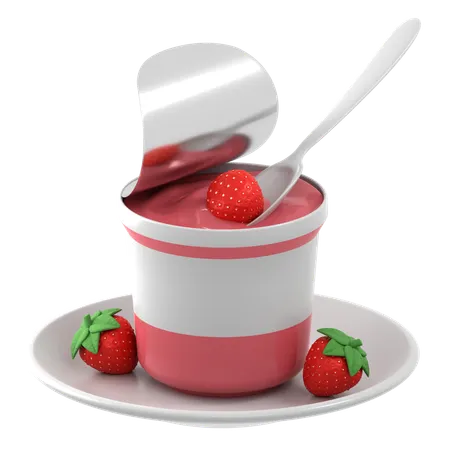 Yaourt à la fraise  3D Icon