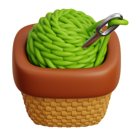 Yarn Ball In Basket  3D Icon