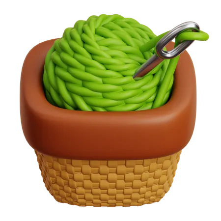 Yarn Ball In Basket  3D Icon