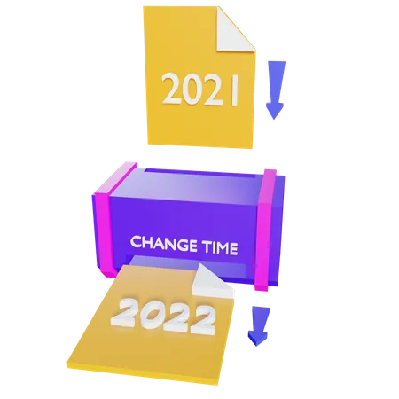 Year change by printing machine  3D Illustration