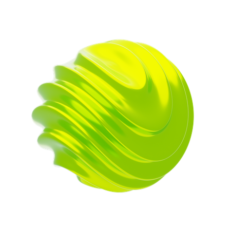 Yellow Abstract Metalic Wavy Twisted Shape  3D Icon