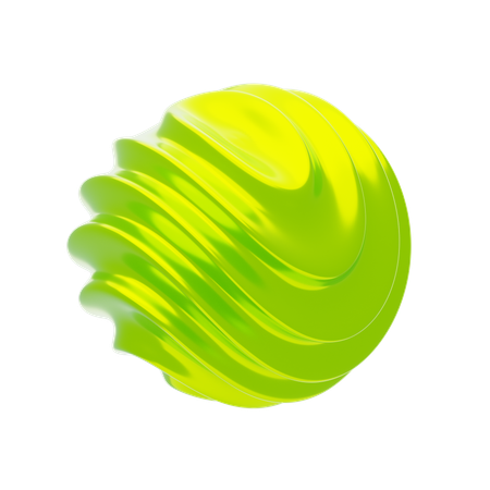 Yellow Abstract Metalic Wavy Twisted Shape  3D Icon