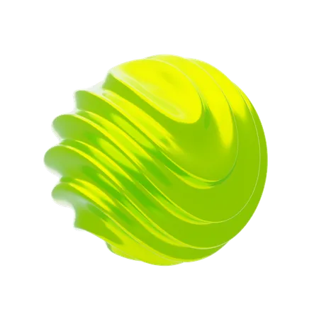 Yellow Abstract Metalic Wavy Twisted Shape  3D Icon