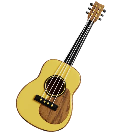 Yellow Acoustic Guitar for Camping  3D Icon