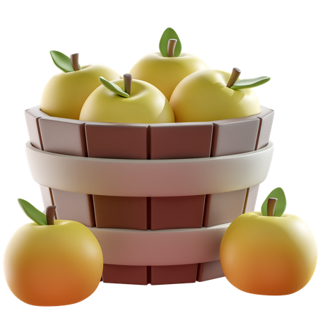 Yellow Apple Bucket  3D Icon