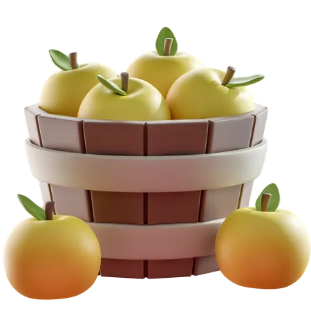 Yellow Apple Bucket  3D Icon
