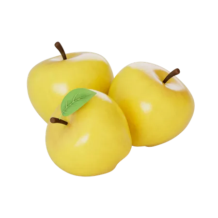 Yellow Apples  3D Illustration