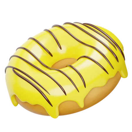 Yellow Banana Donut  3D Icon