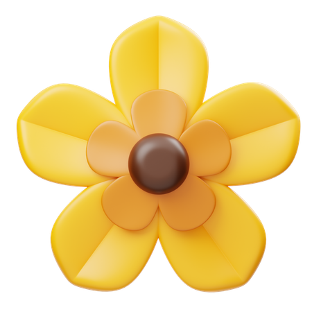Yellow Brown Flower  3D Icon