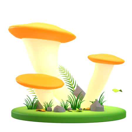 Mushrooms Yellow Cap  3D Icon