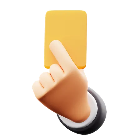 Yellow Card With Referee Hand For Foul Punishment Football Match Competition 3 D Icon Illustration Render Design 3D Icon