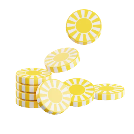 Yellow Casino Chip  3D Icon