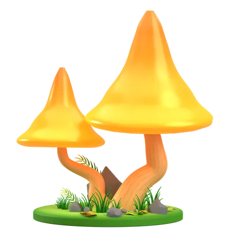 Mushrooms Yellow Cone  3D Icon
