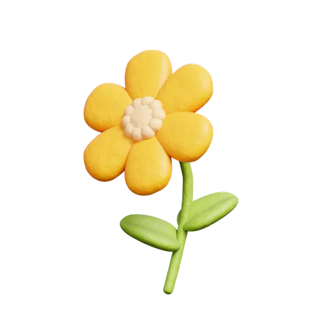 3 D Yellow Flower Spring Season 3 D Rendering 3D Icon