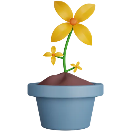 3 D Rendering Yellow Flower Isolated 3D Icon