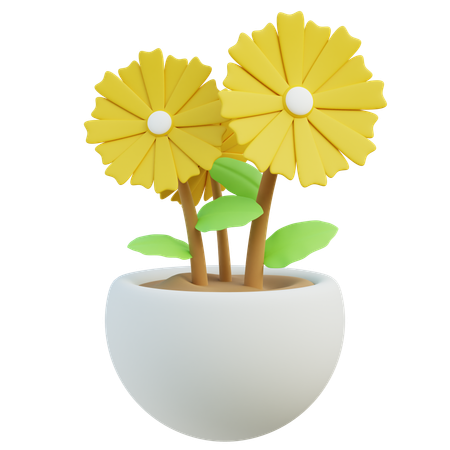 Yellow Gerbera Daisies  3D Icon
