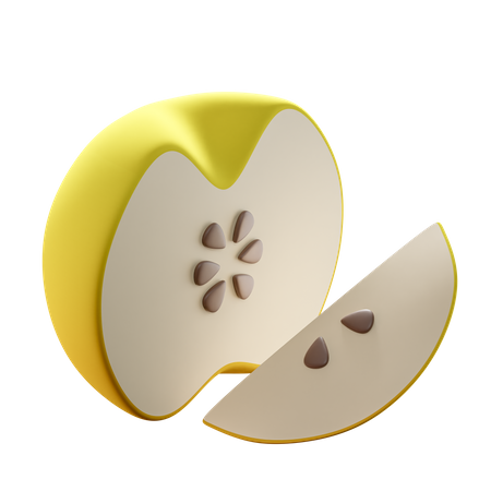 Yellow Half Apple  3D Icon