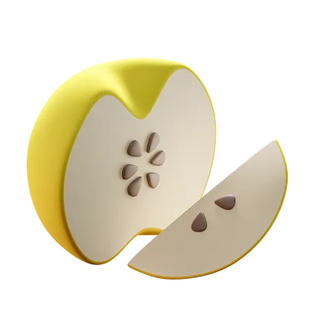 Yellow Half Apple  3D Icon