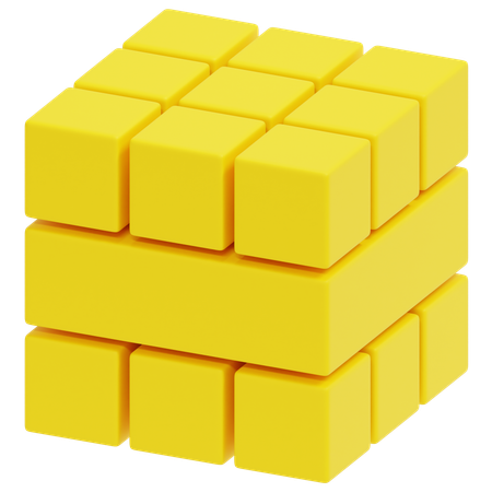 Yellow Layered Grid  3D Icon